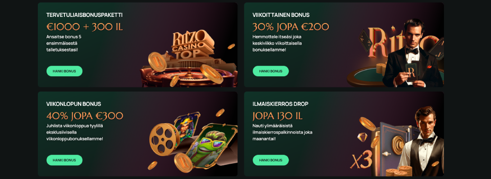 ritzo casino kasinobonukset