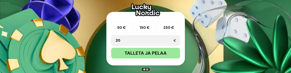 kuvakaappaus lucky nordic kasinon etusivusta ja talletusnäkymästä